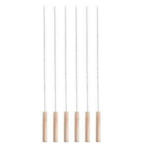 imgi_451_H82507c866ea647ccad3ad4c2a725bbc9V Portable Custom Barbecue Stainless Steel Wood Handle Grill Kebab Skewers Set