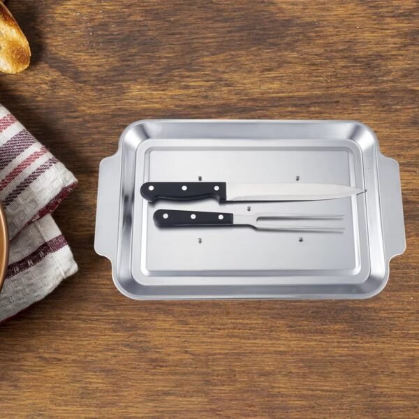Stainless Steel BBQ Knife And Fork Barbecue With Grill Serving Tray