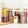 imgi_451_He6e1122341eb4033bd73ed3c44258b0d4 Clear Glass Food Storage Spice Jars Containers with Airtight Bamboo Lid for Candy Cookie Rice Sugar Food Storage