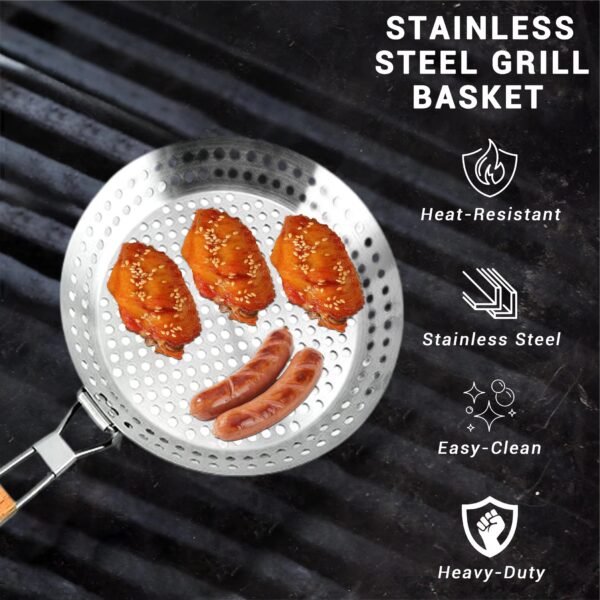 Barbecue Basket Drain Basket Grill Plate with Handle