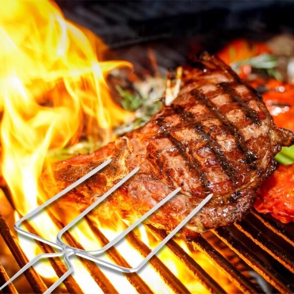 imgi_452_Hff770a2b49df43599759d1054b9adcbei Non-stick BBQ Stainless Steel Three-pronged Grill Fork Barbecue Fork Skewers