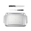 Stainless Steel BBQ Knife And Fork Barbecue With Grill Serving Tray