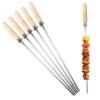 Wholesale Stainless Steel BBQ Skewers Set with Wood Handle
