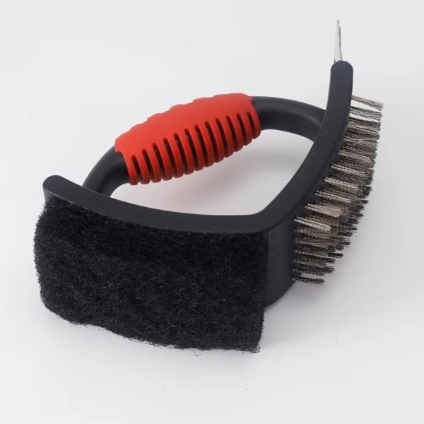 3 in 1 Stainless Bbq Grill Cleaning Brush with Scraper and Scouring Pad