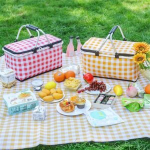 Insulated Picnic Basket With Lid & Aluminium Handle