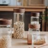 Kitchen Accessories Thread Type Mason Spice Jar Food Grade Borosilicate Glass Storage Jars With Airtight Acacia Wooden Lid