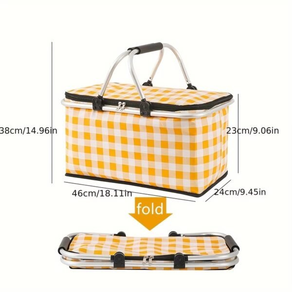 Insulated Picnic Basket With Lid & Aluminium Handle