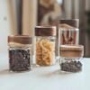 Kitchen Accessories Thread Type Mason Spice Jar Food Grade Borosilicate Glass Storage Jars With Airtight Acacia Wooden Lid