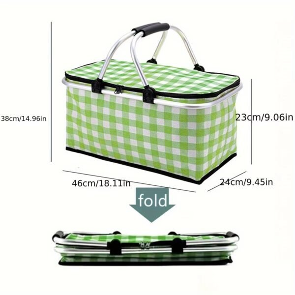 Insulated Picnic Basket With Lid & Aluminium Handle