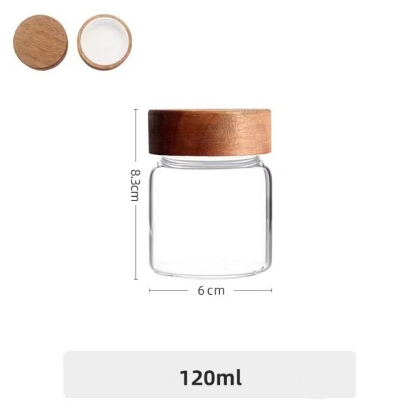 Kitchen Accessories Thread Type Mason Spice Jar Food Grade Borosilicate Glass Storage Jars With Airtight Acacia Wooden Lid