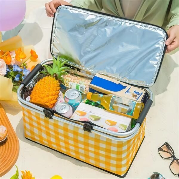 Insulated Picnic Basket With Lid & Aluminium Handle